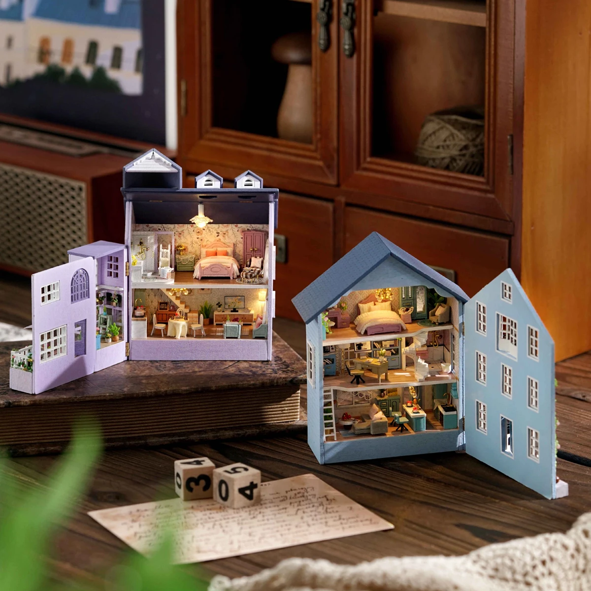DIY Mini House Kit, suitable for adults 3D wooden puzzle doll house insertion decoration kit, suitable for family and friends