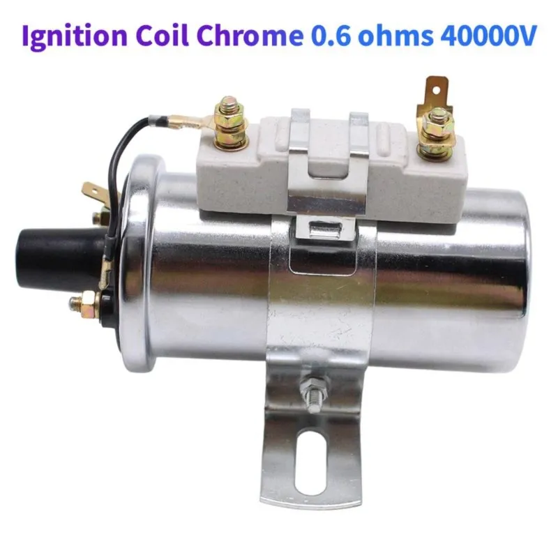 Super Sale Chrome 12V Electronic Round Oil Filled Female Round Canister Ignition Coil Resistor 0.6 Ohms 40000V PCE382.1016 PC2