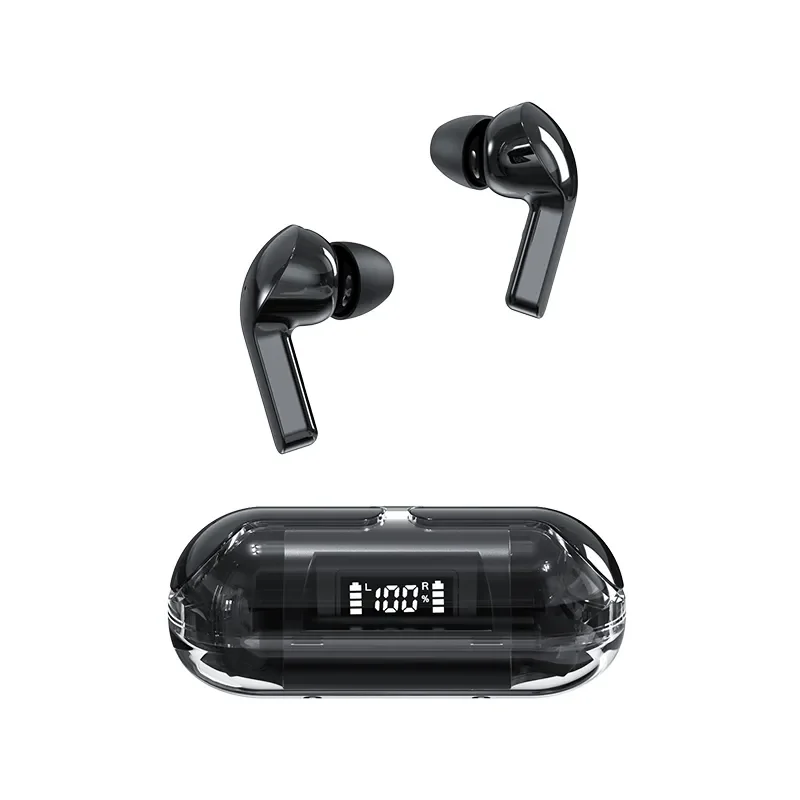 TM20 Transparent Bluetooth 5.3 Earphone Wireless Headphones LED Power Display Noise Reduction Sports Music Game Headset with Mic