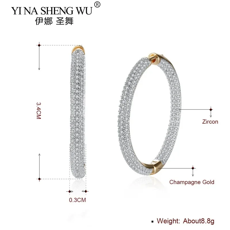 أقراط نسائية فضية مستديرة من الماس أقراط بسيطة، مجوهرات عصرية لحفلات الزفاف وأعياد الميلاد #6