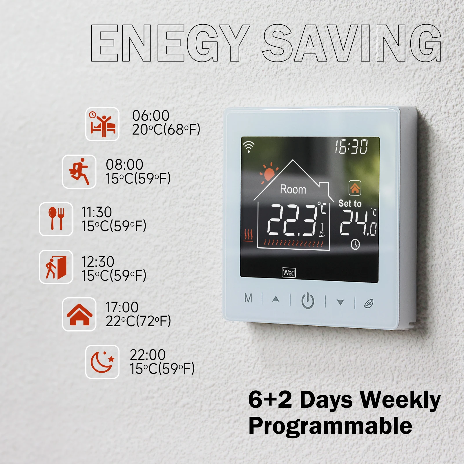 Beok Tuya Smart Aquecimento Piso Quente Caldeira a Gás Termostato Wifi Controlador de Temperatura Quarto Programável Controle Remoto Alexa