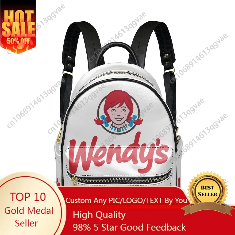 Wendys Fast Food Restaurant Backpack Womens Men Personalized Double Shoulder Bag Business Travel Bookbag Rucksack Gift Daypack
