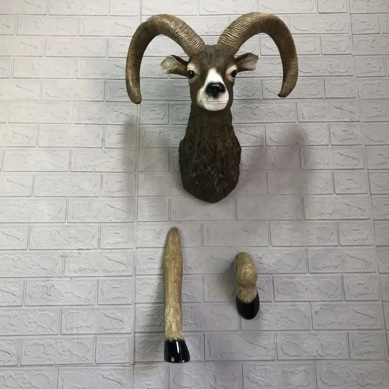 Home Bar Wall Decoration Wall Hanging Animal Sheep Head Ornament Pendant Resin Crafts