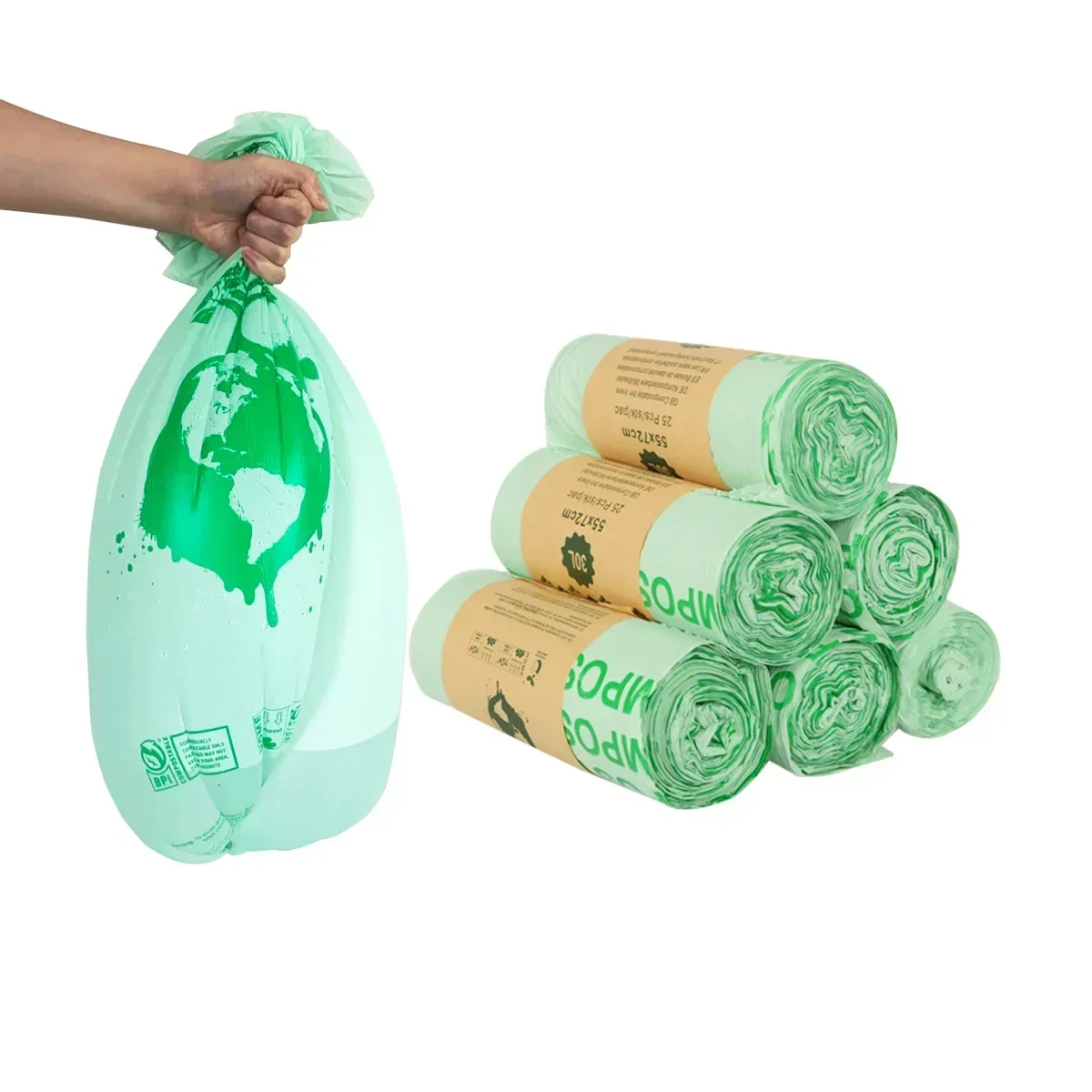 50pcs 6/8/10L Trash Bags Biodegradable Garbage Bags Householde Compostable Rubbish Liners Bags for Kitchen