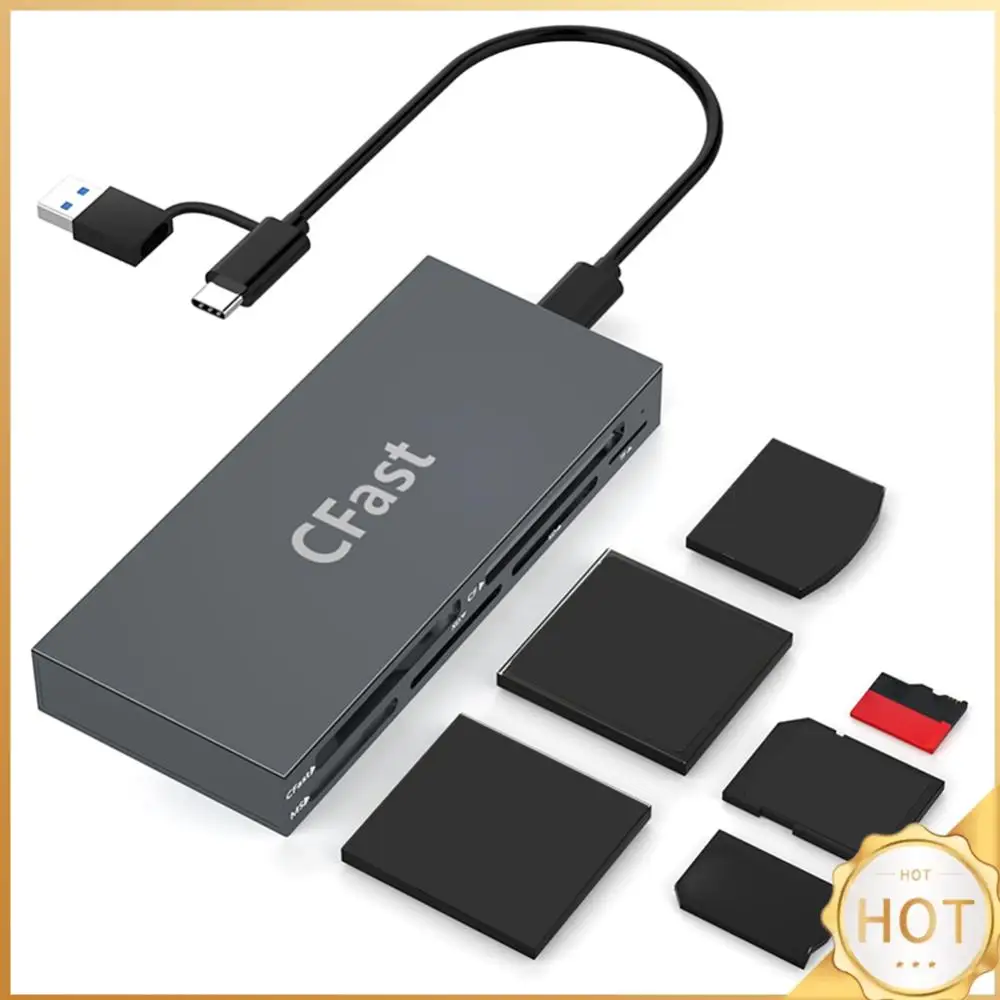 CFast Card Reader Read 6 Cards Simultaneously Memory Stick Pro Duo Adapter 5Gbps USB Card Reader for CFast CF MS SD TF XD Card