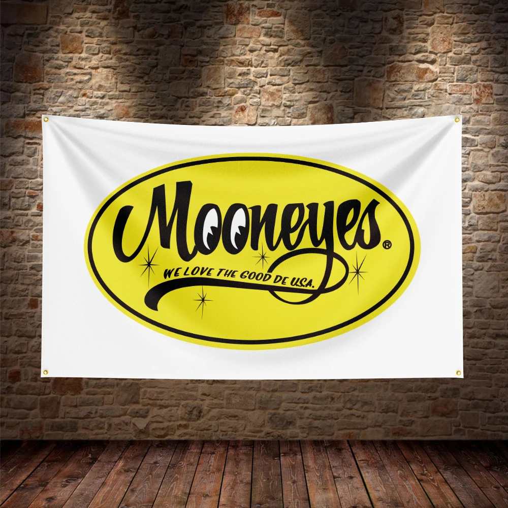 90x150cm Moon Eyes Vintage Hot Rods Car Flag Polyester Printed Garage or Outdoor Decoration Banner Tapestry