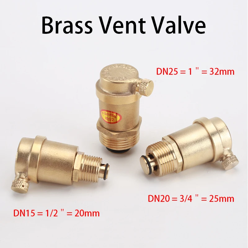 

DN15/20/25 Brass Vent Valve 1/2" 3/4" 1" BSP Copper Automatic Exhaust Valve For Heating Water Pipe Air Conditioner Bent Switch