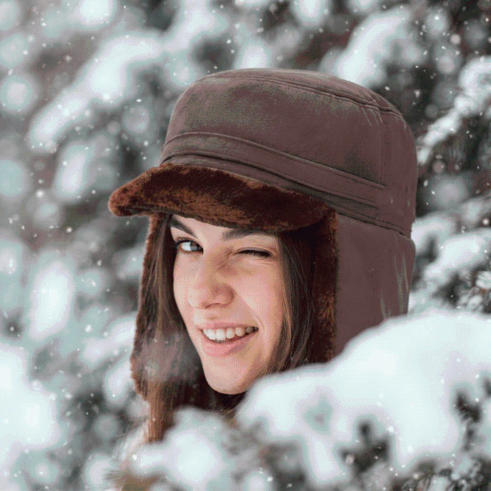 Verdickte Winter-Trapper-Mütze, thermisch isoliert, mit Ohrenklappen, flacher Oberseite, verstellbar, atmungsaktiv, mit Fleece gefüttert, für den Außenbereich. – Detail 6