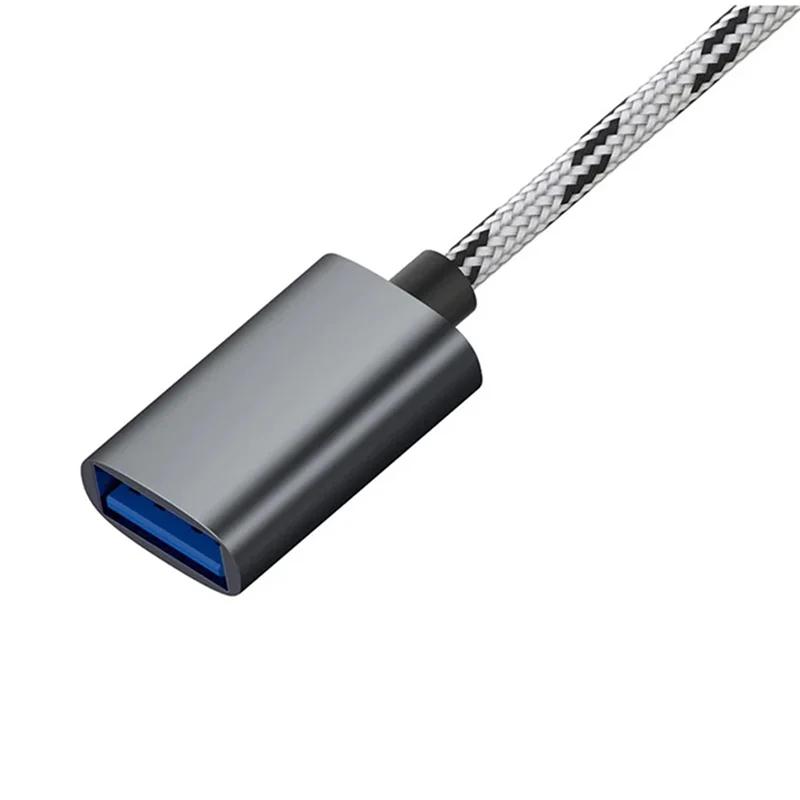 AA08-5X 2 In 1 USB OTG Cable Type-C/Micro-USB To USB 3.0 Adapter Braided Designed Data Transfer Cable For Andriod Phone(Grey)