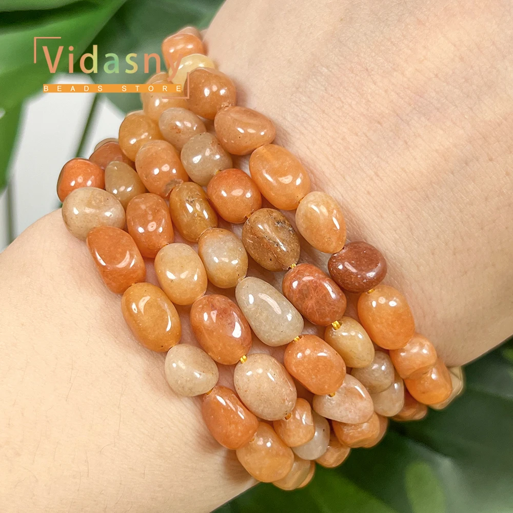 8-10mm Naturstein Roter Aventurin Unregelmäßige Ovale Lose Perlen für Schmuckherstellung Handgefertigte DIY Armbänder Zubehör – Detail 3