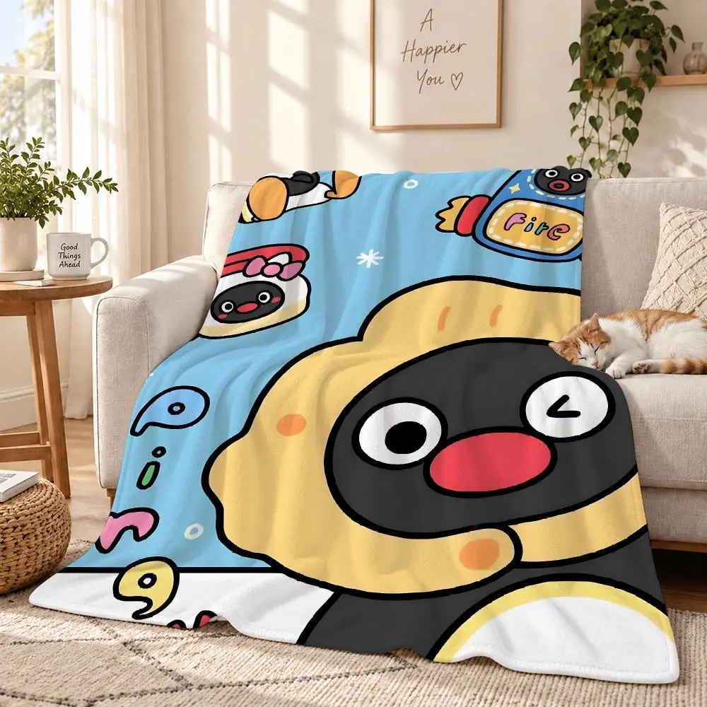 Pingu cute Throw 240g Lightweight Flannel Blanket, Soft Skin Throw Blanket for Sofa Bedroom