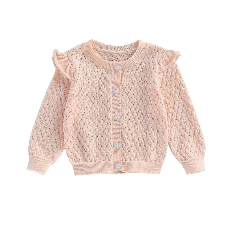 Baby Girls Knit Cardigan Long Sleeve Button Sweater Toddler Cardigan Newborn Coat Outwear Fall Winter Clothes