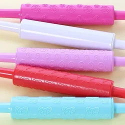 Heart Flower Pattern Rolling Pin Baking Cookies Biscuits Fondant Dough Roller PP Non-Stick Rolling Pin Embossing Mold DIY Baking