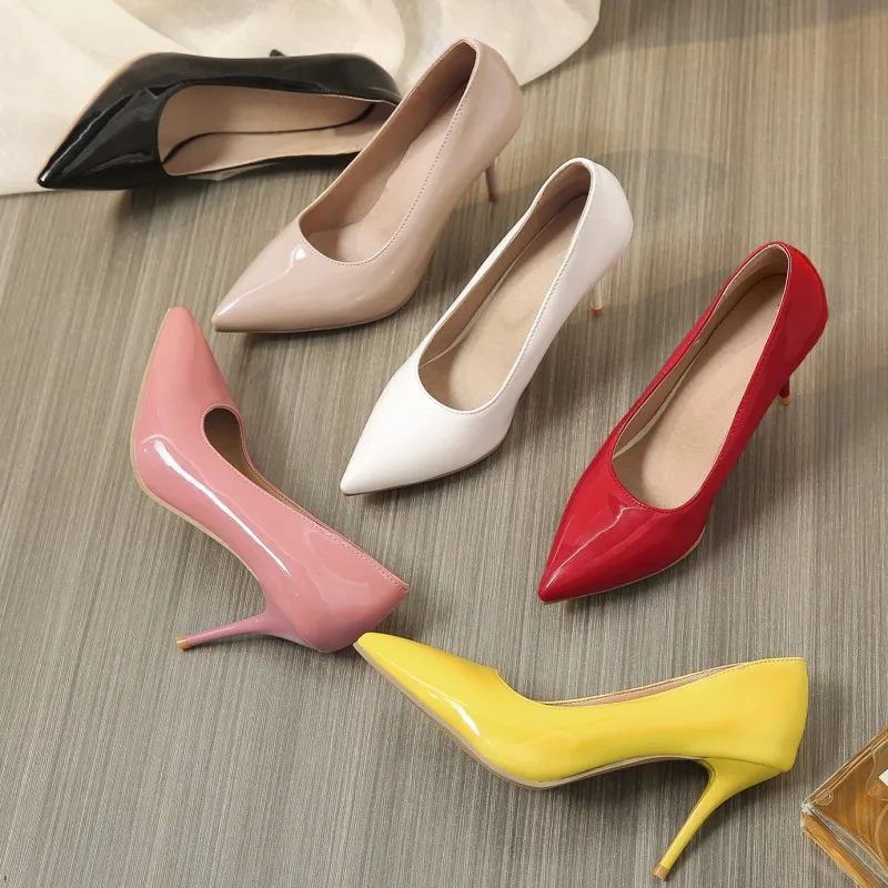 

European and American New Style Elegant and Simple Shallow Mouth Pointed Toe Thin Super High Heels Women's Flats Extra Large Size 48 Extra Large Size Extra Small Size 31 Fashion Fashion Women's Shoes