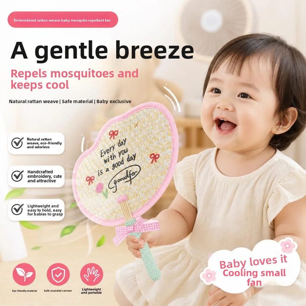 

Handwoven Portable Fan Durable Old-Style Handmade Basket Fan for Home Use Baby Chewable Mosquito Repellent Summer Fan