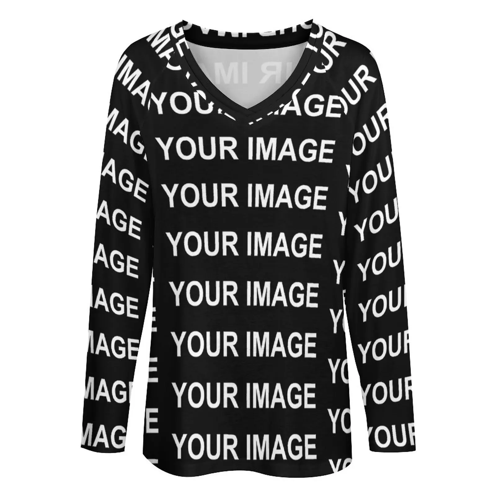 Your Image Customized T Shirt Custom Made Design Cute Long Sleeve T Shirts Women V Neck Casual Tshirt Oversize Printed Tops