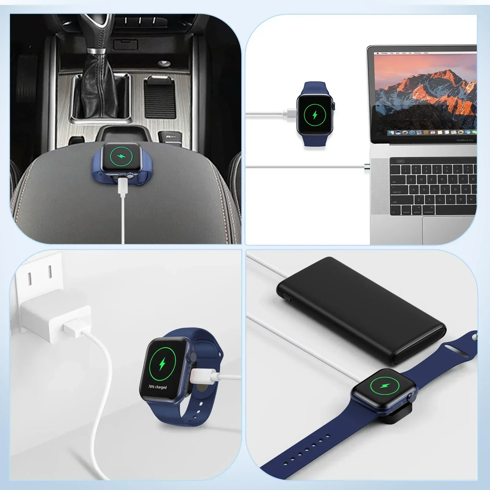 Fast Magnetic Watch Wireless Charger for Apple Watch 9 8 7 6 5 SE 4 3 2 Ultra iWatch Dock Adapter Type C 8Pin Portable Charging