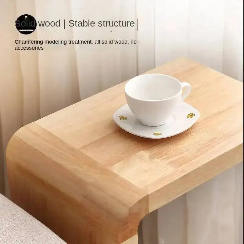 Mesa auxiliar nórdica de madera maciza para café, sofá minimalista moderno, mesa esquinera para apartamento pequeño, mesa para sala de estar, nogal negro WF