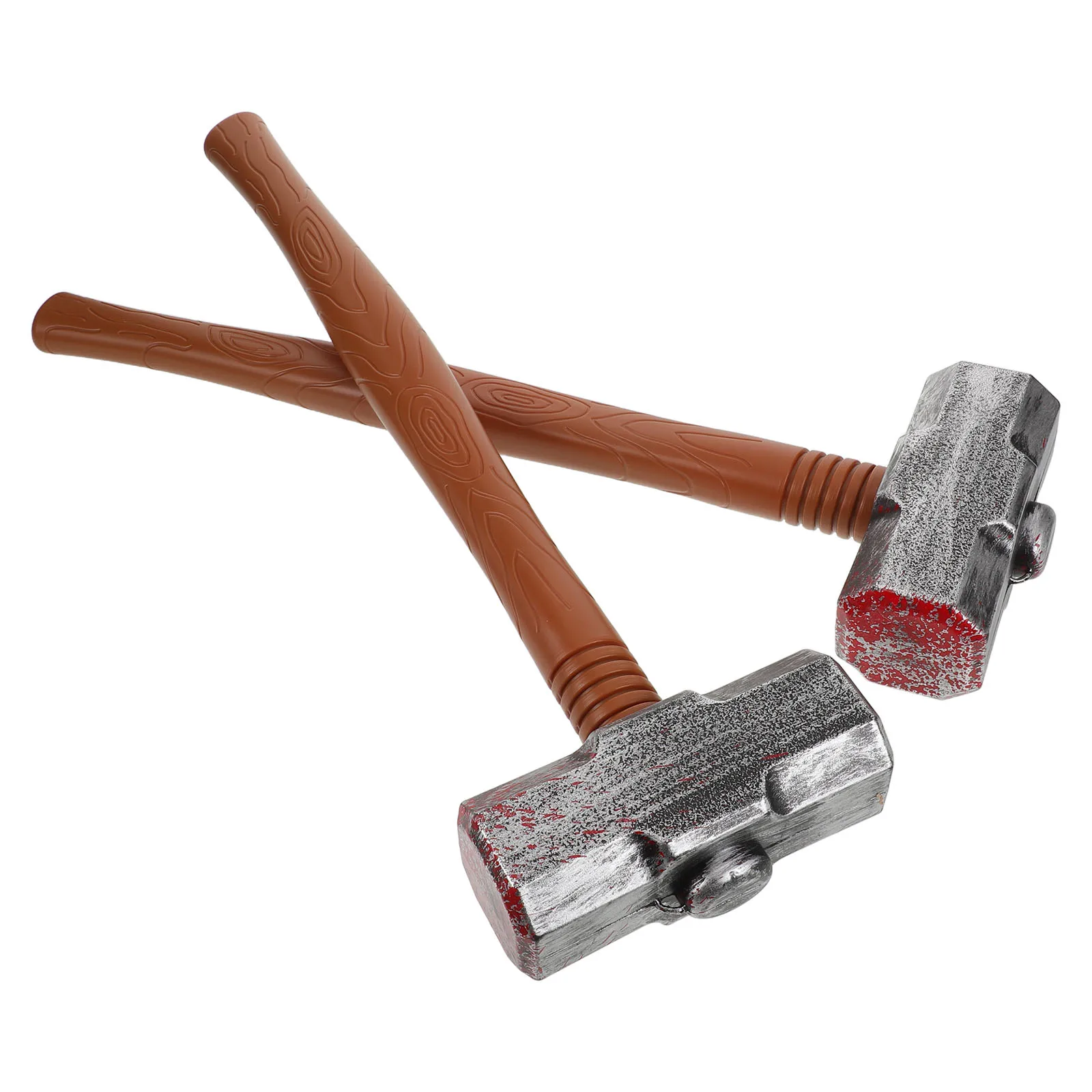 

2 Pcs Simulation Toys Halloween Decor Children's Hammer Make up Holiday Decorations Plastic Fake Faux Mallet Model