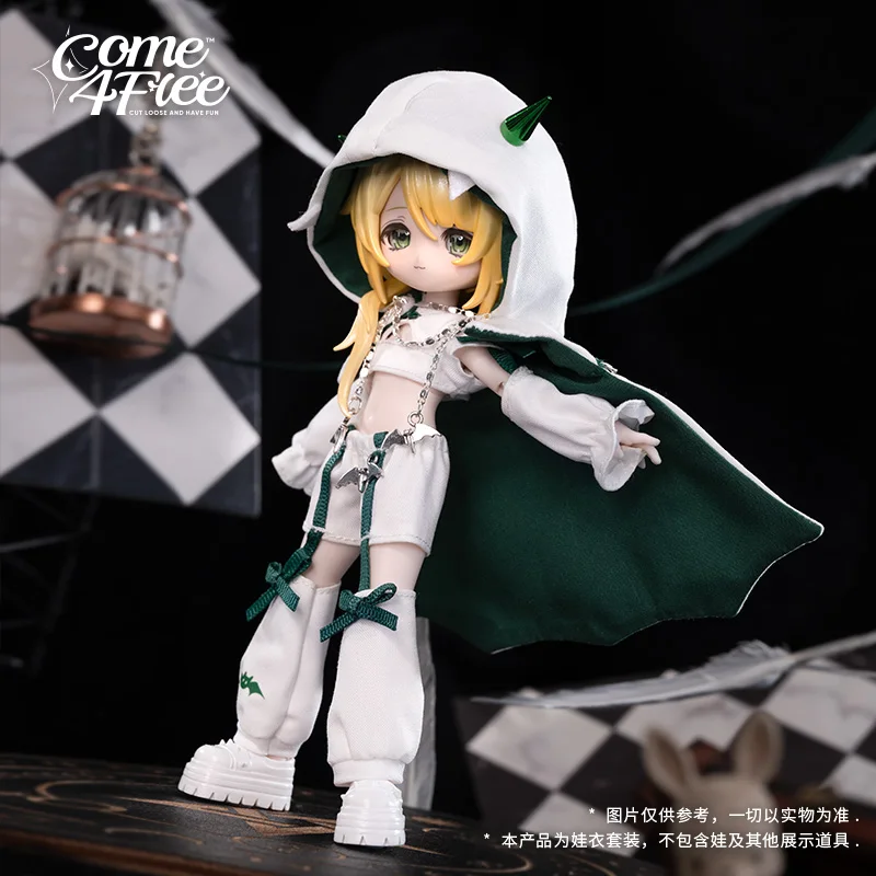 

Одежда для кукол Only Come4free: Комплект одежды для кукол BJD серии Fairy Tale Spirit Envoy, зеленый с белым, для кукол OB11 GSC YMY 12 см.