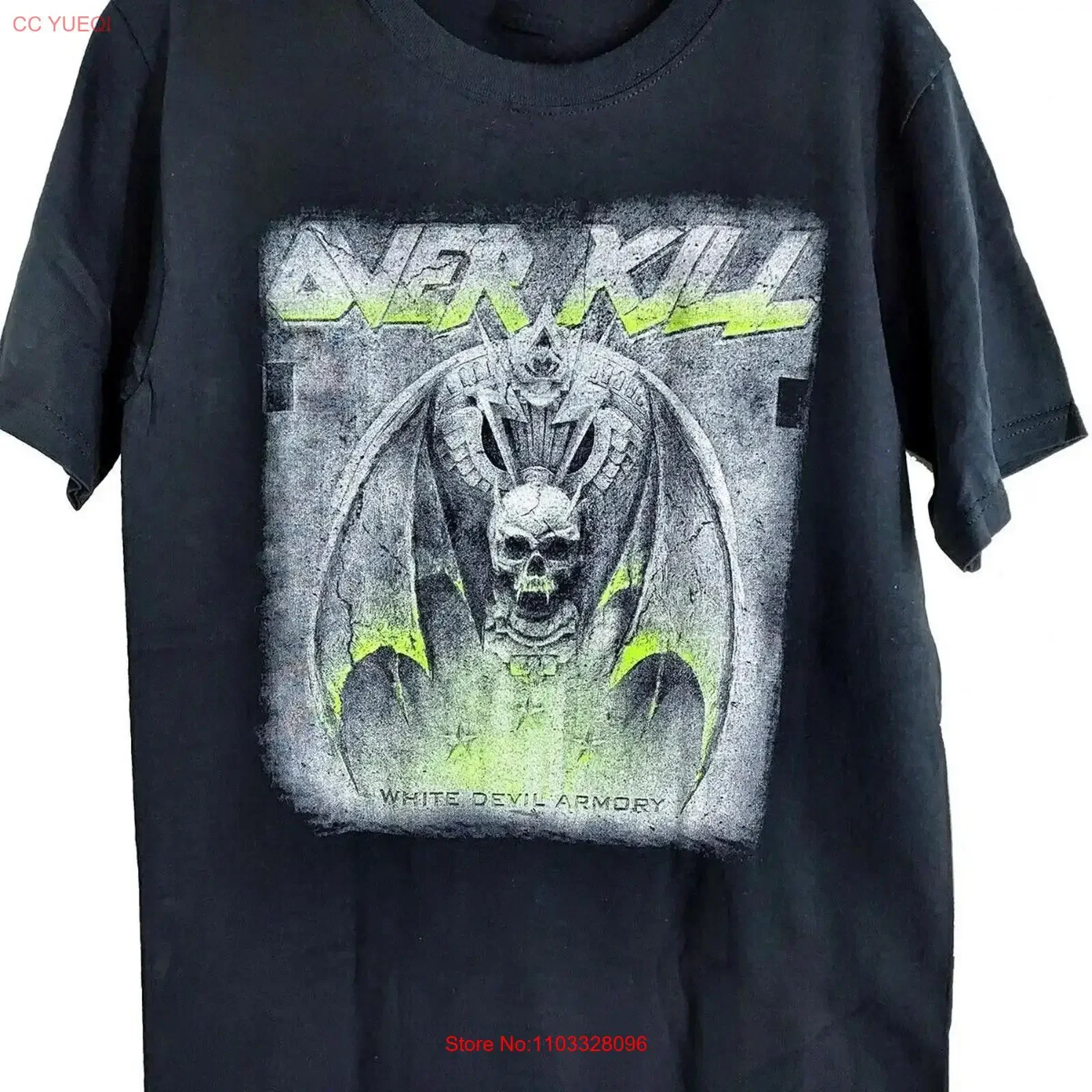 Футболка Overkill White Devil Armory, классическая черная, S 5XL, винтажная, модная, с растянутым рисунком, повседневная, универсальная, удобная