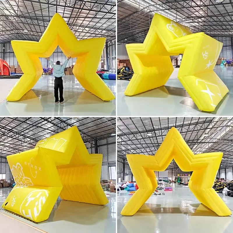 Giant Pentagram Channel Custom Design Waterproof Oxford Inflatable Tent Outdoor Advertising Event Inflatable Star Tunnel Tent