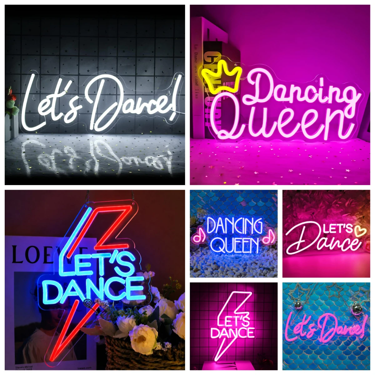 Lets Dance Neon Sign Led Neon Light For Disco Entrance Bar Party Gaming Room Studio Aesthetic Wall Art Birthday Celebration Gift
