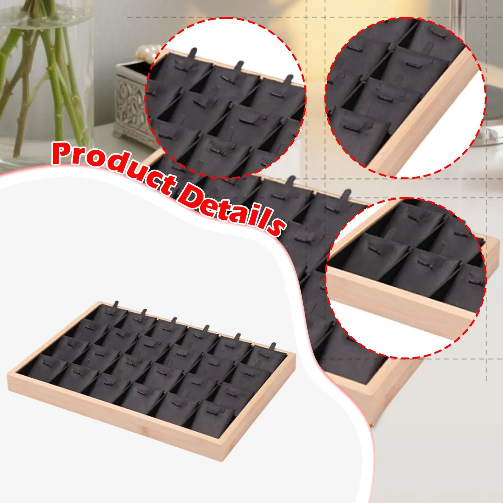 

Jewelry Tray Storage Case Leather 24 Individual Compartment Multipurpose Sturdy Organizer Jewelry Box for Earrings Women