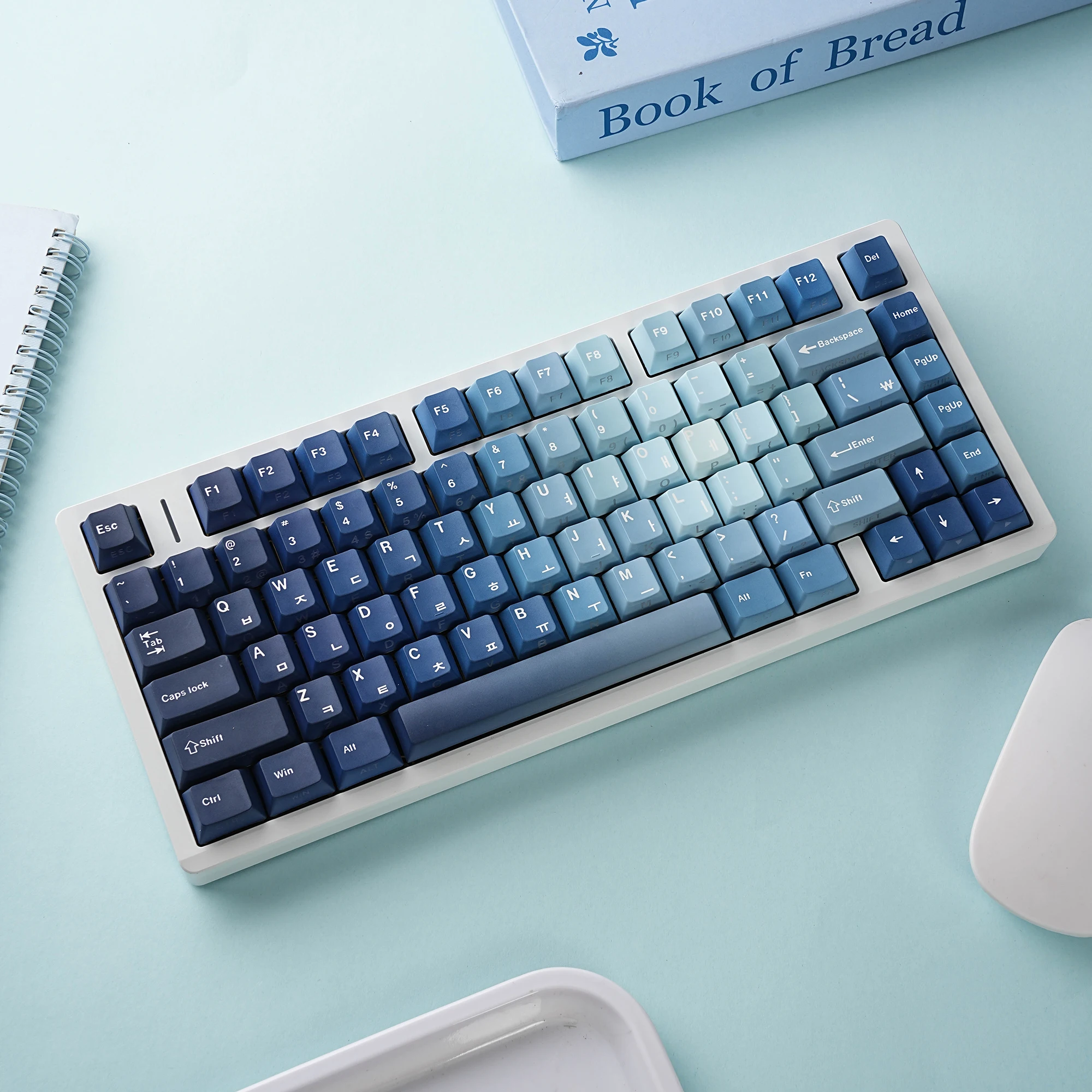 Ocean Heart Keycaps Dye-Sub PBT Side Light Cherry Profile Spanish Arabic French German Russian For Mechanical Keyboard Rainy 75