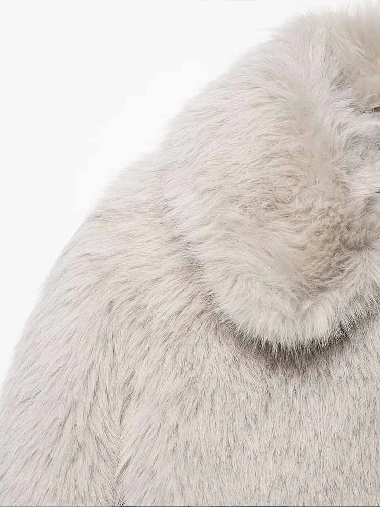 النمط الأوروبي والأمريكي الخريف موضة جديدة ملابس نسائية بسيطة متعددة الاستخدامات تأثير الفرو الصناعي سترة قصيرة بسحاب