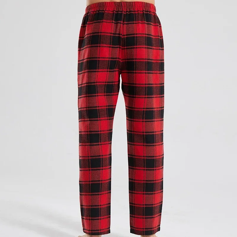 Fashionable casual plaid red plaid pajama pants new men's plaid pajamas soft and comfortable elastic waistband slacks