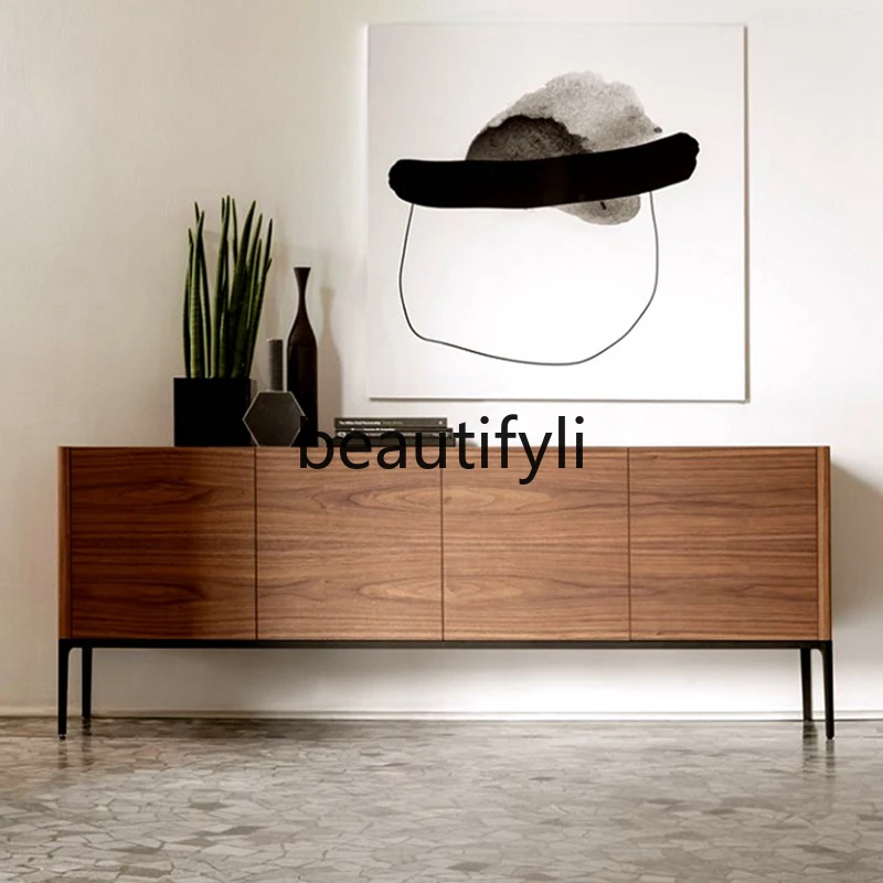 

Nordic side cabinet simple modern Italian porch locker walnut side cabinet