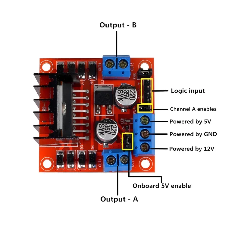 L298N DC Motor Driver Module L298N Stepper Motor Smart Car Robot Breadboard Peltier High Power L298 DC Motor Driver for Arduino