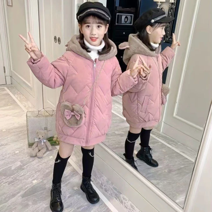 

Girls' Cotton Clothes 2025 Autumn and Winter New Childrens Clothes Girls' Baby Woolen Soft Cotton Clothes Down Cotton
