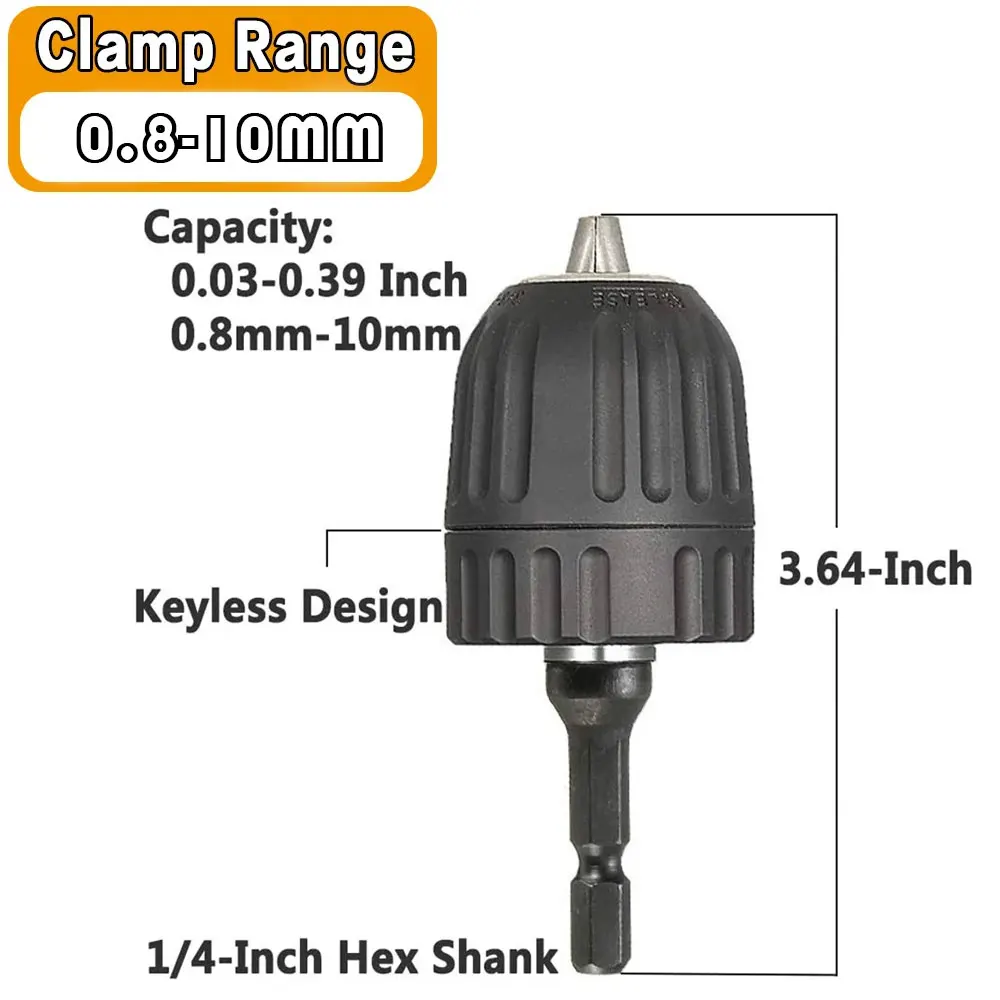 Stonego หัวสว่านแบบไม่มีกุญแจ, 0.3 3.6มม./0.3-6.5มม./0.6-8.0มม. หัวจับดอกสว่าน1/4