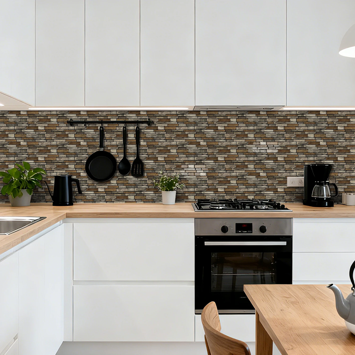 

3D Gel Faux Stone Wall Tiles - Self-Adhesive Waterproof PET+PU Wall Stickers for Kitchen Backsplash Living Room Decor