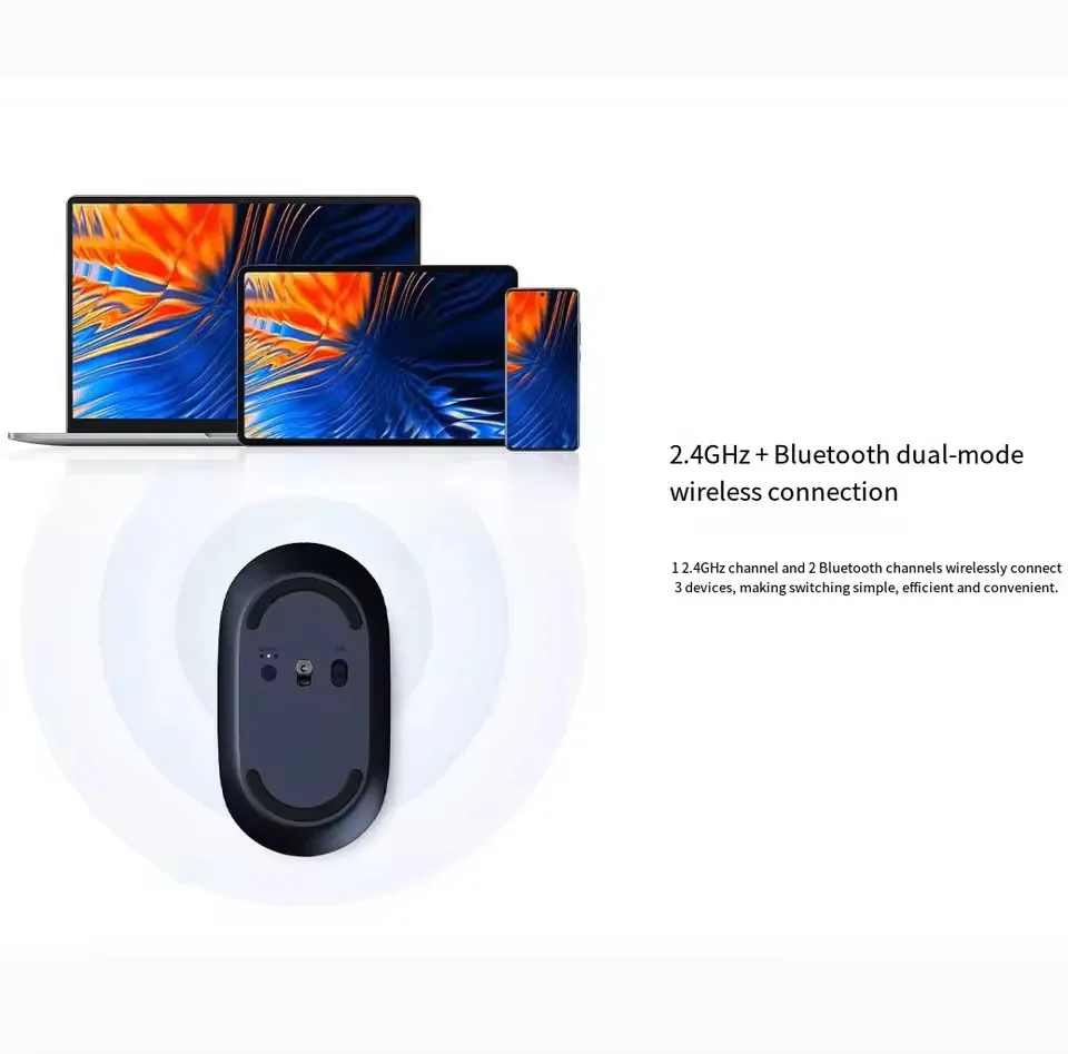 100% Xiaomi Portable Mouse 3 Wireless Bluetooth 2.4G Dual Mode 4 DPI Ergonomic Optical Lightweight Business Office Mouse For PC