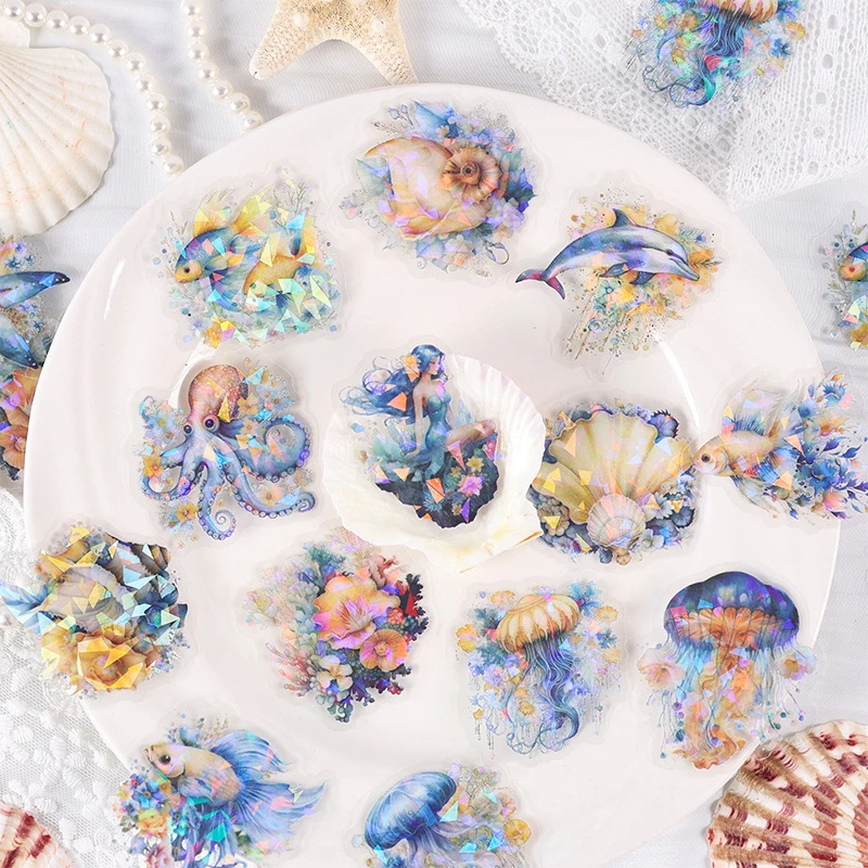 30 Stück/Packung Meerestier-Aufkleber Ozean Unterwasser-Kreaturen Wasserdichte DIY Bastel- und Planer-Sticker für Scrapbooking