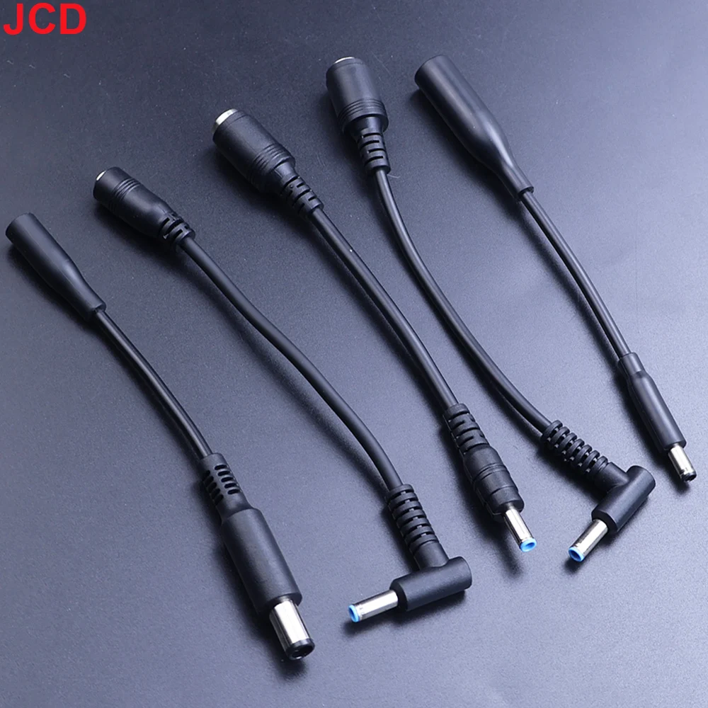 JCD 1pcs DC Power 7.4x5.0mm Female To 4.5x3.0mm Male Central Pin Angled Adapter Connector Cord Cable For HP Laptop