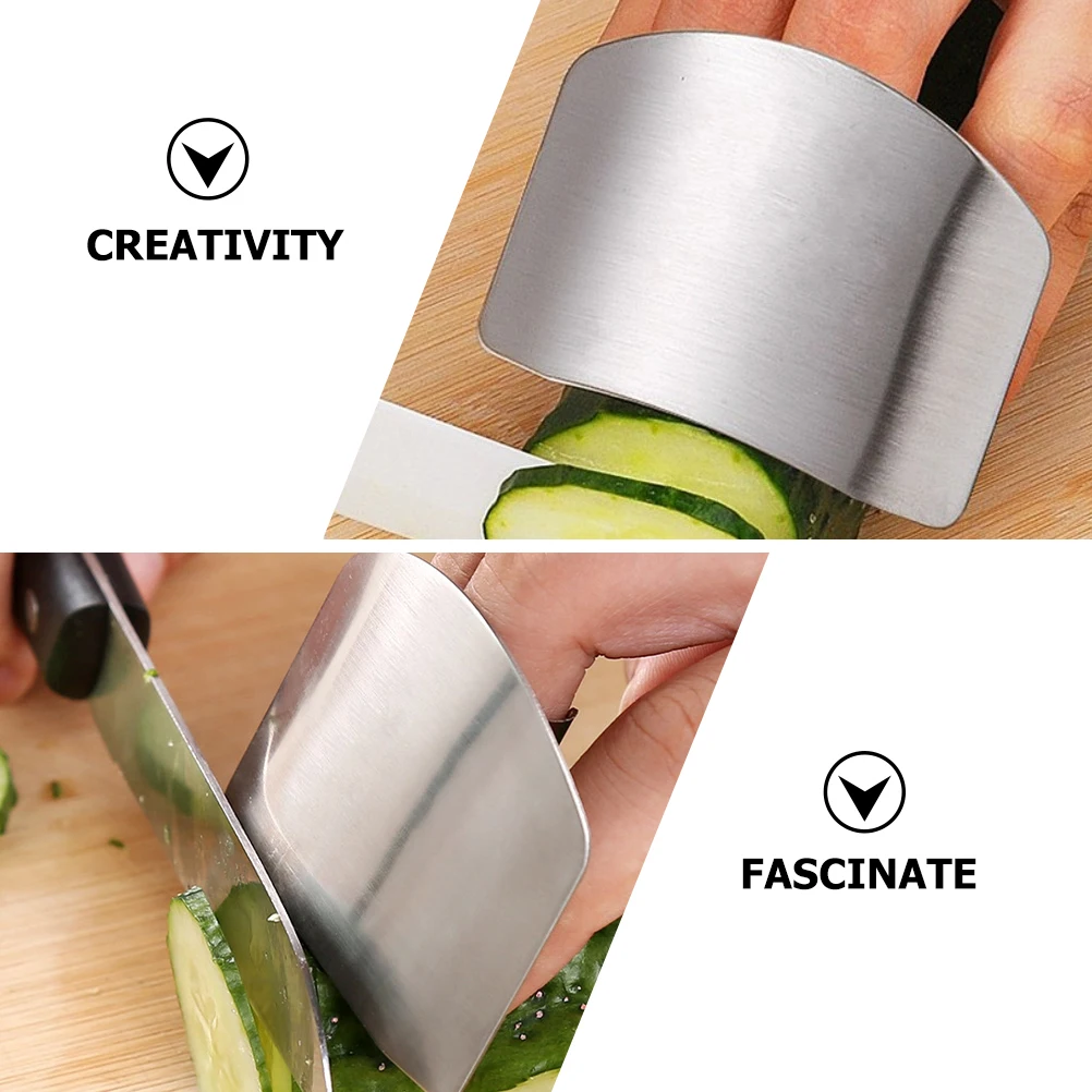 2Pcs Stainless Steel Finger Guards Kitchen Cutting Hand Safeguard Anti Rust Elastic Silver Fingertip Adjustable Fit Most Fingers