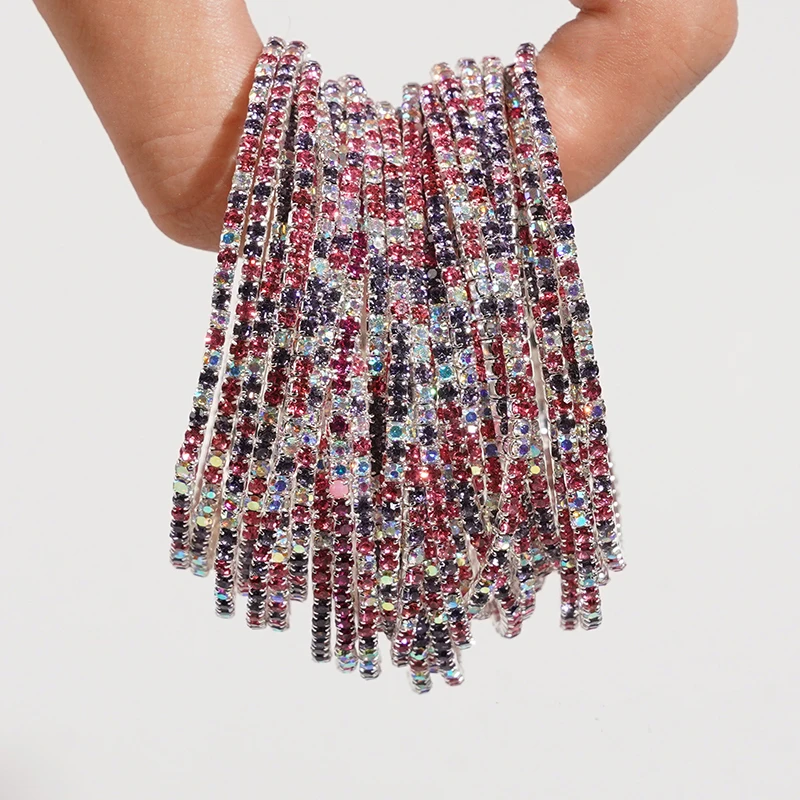 5 Stück modische bunte Strass-Kristall-Stretch-Armbänder für Damen, elastische stapelbare Armbänder, Armband für den Alltag, Damenschmuck – Detail 10