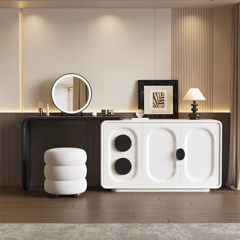 Internet celebrity girls dresser chest integrated black and white high-end bedroom simple 2026 new bedside dressing table