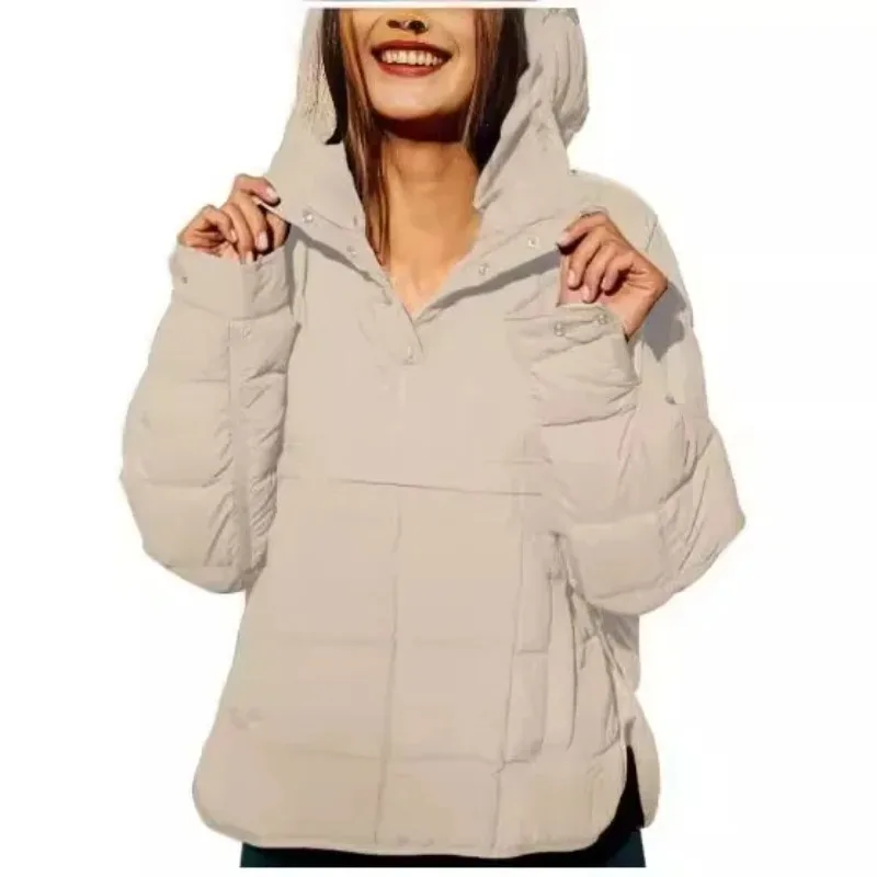 

Women's Casual Fashion Solid Color Before Short After Long Cotton Jacket, Loose Long-sleeved Hooded Top, Women Autumn and Winter