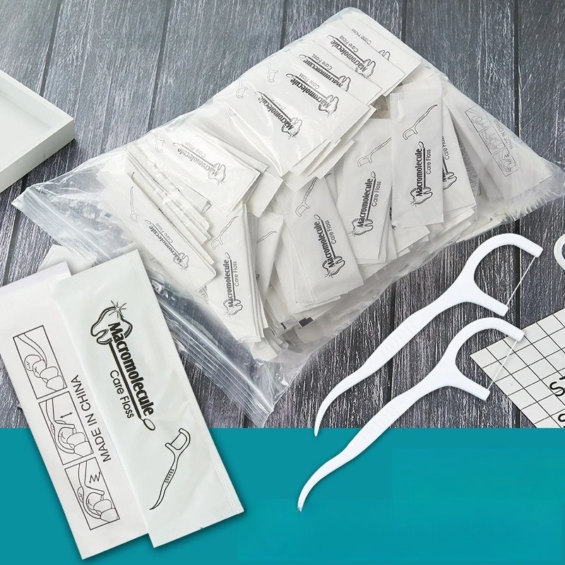500pcs Dental Floss Individual Package For Hotel Catering Hospital Disposable Floss Stick Toothpick Floss