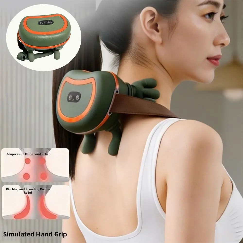 Kneading Technology Bionic Finger Massager Wireless USB Rechargeable Trapezius Massager Heating Compress Deep Kneading