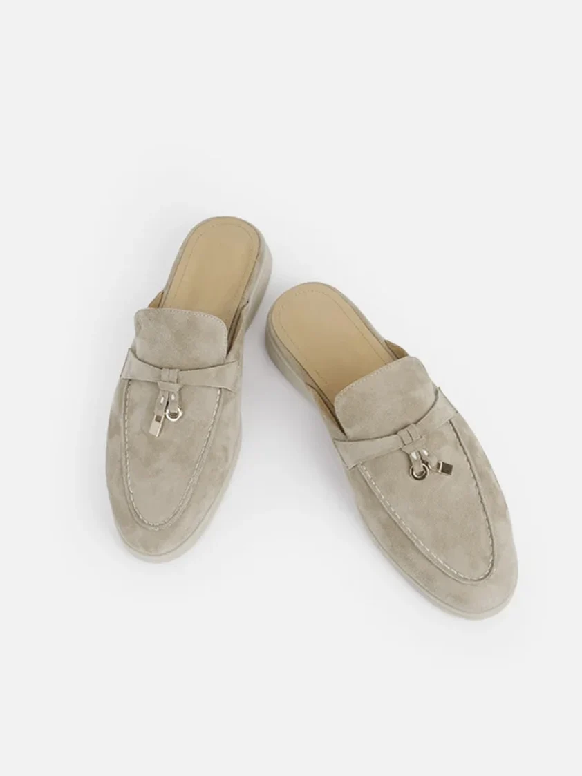 

Ретро-тапочки из натуральной кожи без застежек для женщин, новинка ранней весны, на низком каблуке, удобные для ленивых, легко надевать