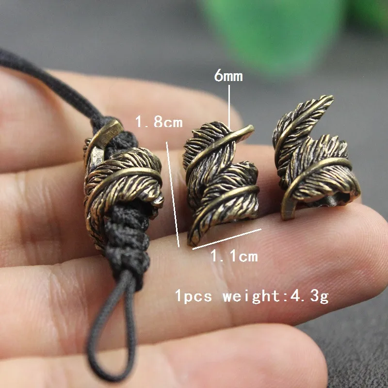 Plume Brass Knife Beads EDC Outdoor DIY Paracord Woven Bracelet Accessories Lanyard Pendants Umbrella Rope Flashlight Hangings