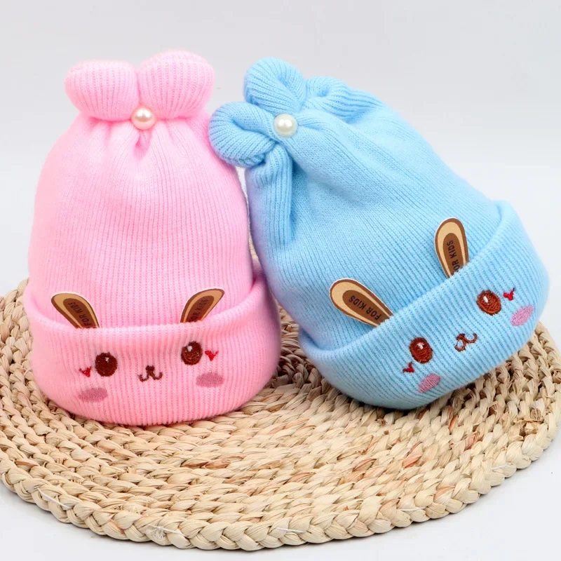 0-6m Knitted Winter Baby Hat for Girl Boy Candy Color Hat Toddler Bonnet Cute Knitted Hats Outdoor Warm Infant Baby Accessories