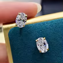 Cubic Zirconia Stud Earrings Oval CZ Crystal Classic Jewelry for Women - E2287