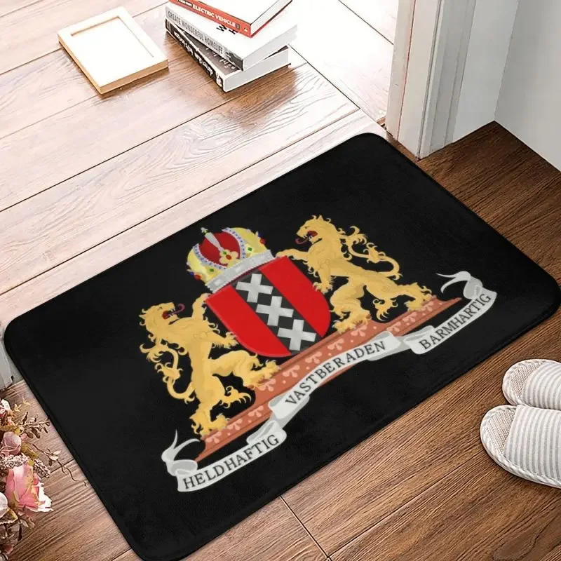 Amsterdam Coat Of Arms Doormat Anti-Slip Kitchen Bathroom Mat Living Room Door Floor Entrance Carpet Rug